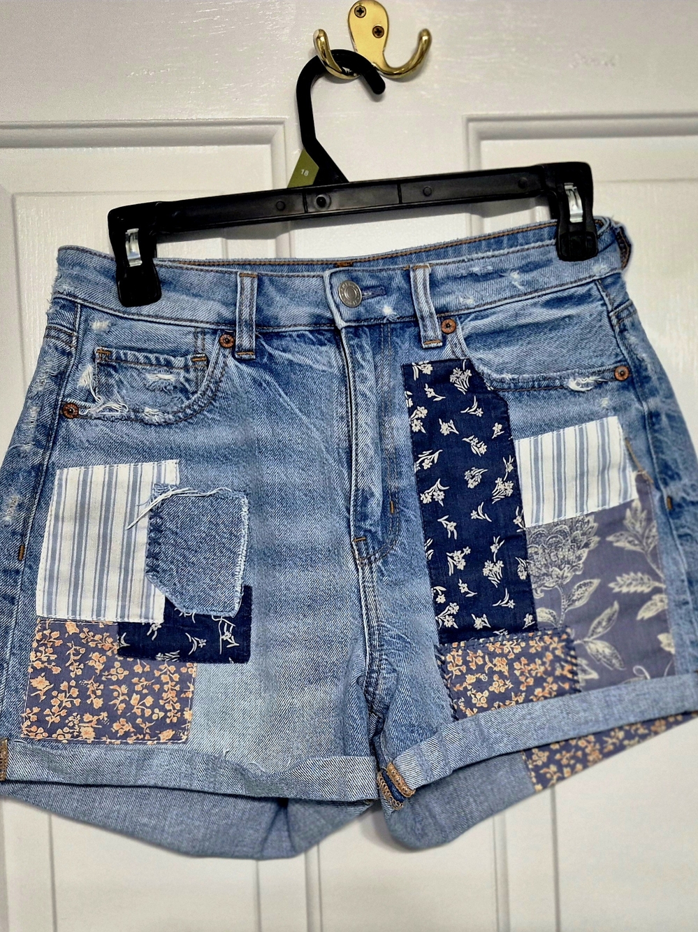 American Eagle Outfitters Denim Patchwork Shorts - Blue